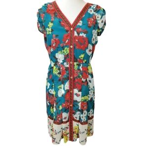 New York & Co. Teal Floral Dress